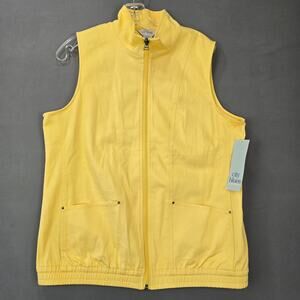City Blues Yellow Vest NEW $48 Stretch Classic Full Zip Lightweight Women Size M